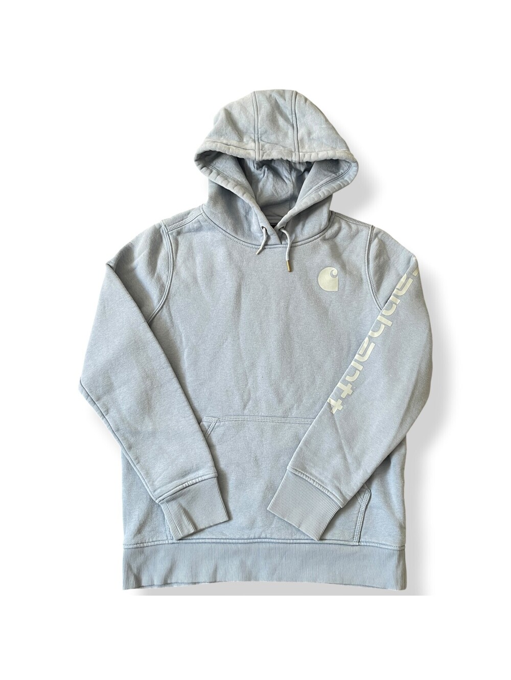 Carhartt Relaxed Fit Women's Teal Cotton Fleece Pullover Hoodie Logo Medium